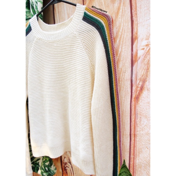 Altar’d state cozy rainbow stripe woven knit sweater 🌈 - Picture 3 of 8